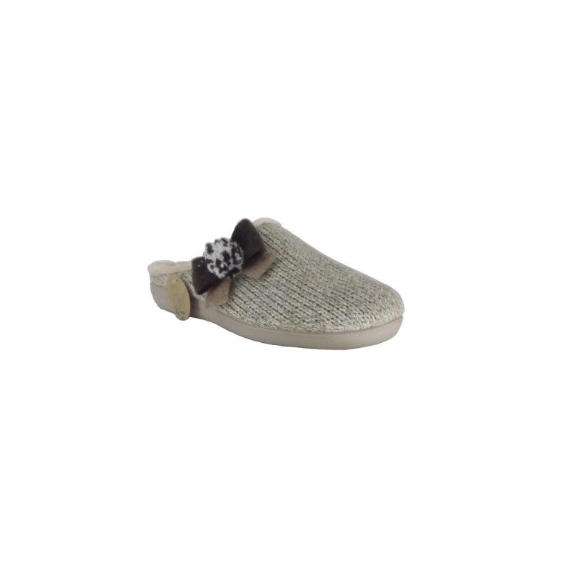Pantofola donna stoffa beige