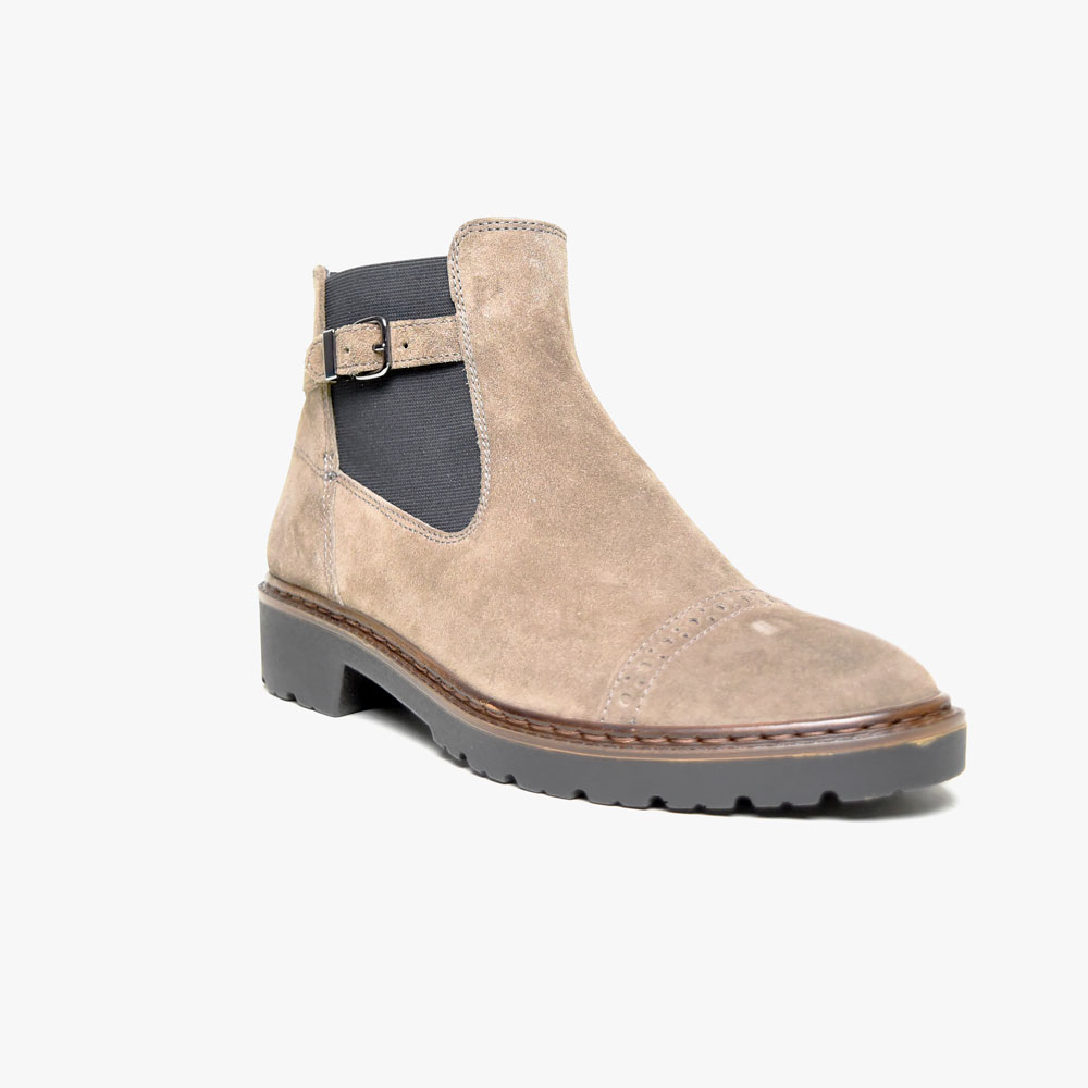 Tronchetto beige tacco largo