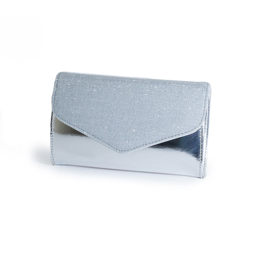 Pouchette vernice e glitter in argento