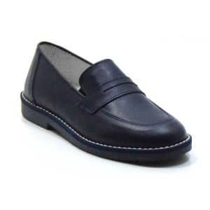 Mocassino bimbo pelle blu